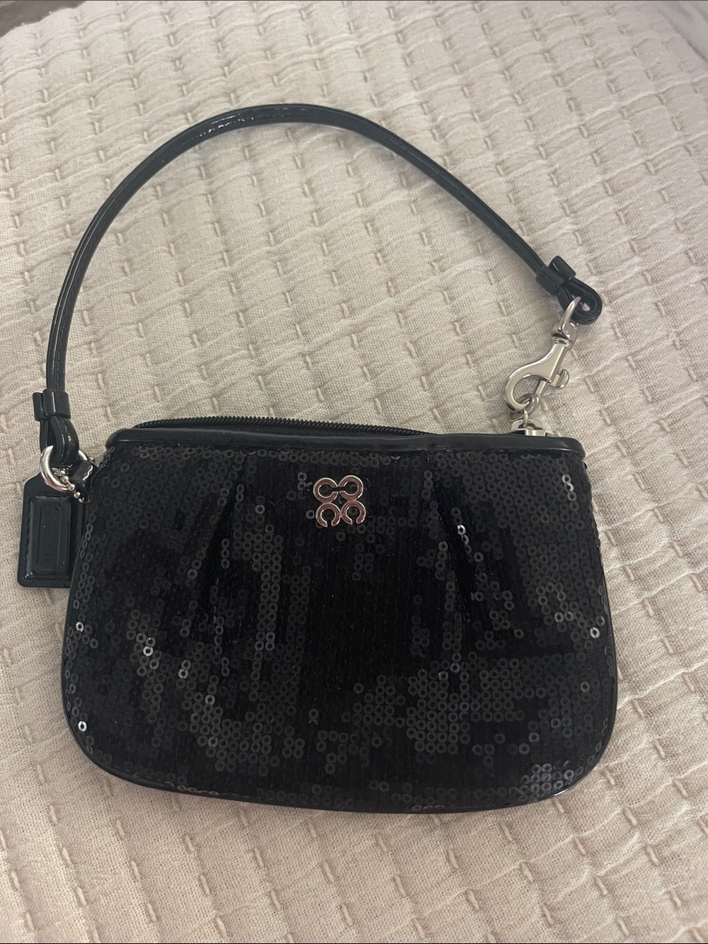 Coach Black Sequin Wristlet Clutch